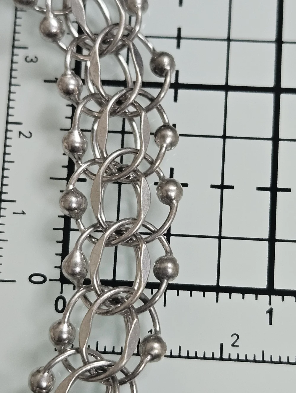 Vintage Sterling Silver Hand Crafted Links Wide Bracelet With Safety Chain